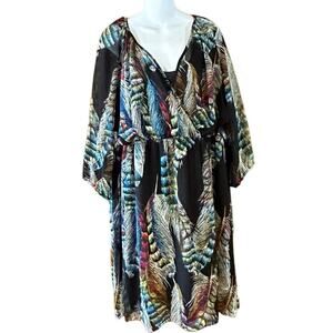 Lane Bryant Women’s size 22/24 Fully Lined Black Feather Print Dress